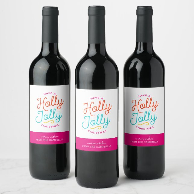 Holly Jolly Juletiketters Vinflaska Etikett (Flaskor)