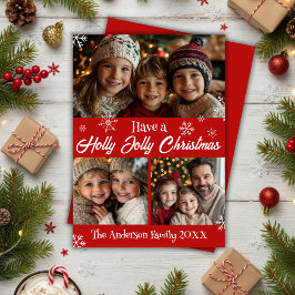 Holly Jolly-julfamiljen Photo Classic Julkort