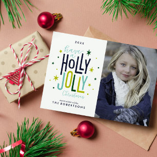 Holly Jolly-julfamiljen Photo Julkort