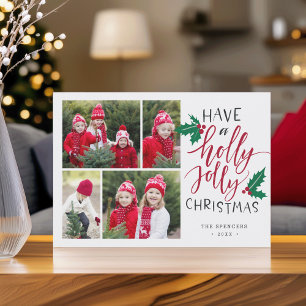 Holly Jolly Julfotopakort Julkort