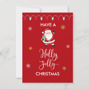 Holly Jolly-julkort för Helgdag Julkort