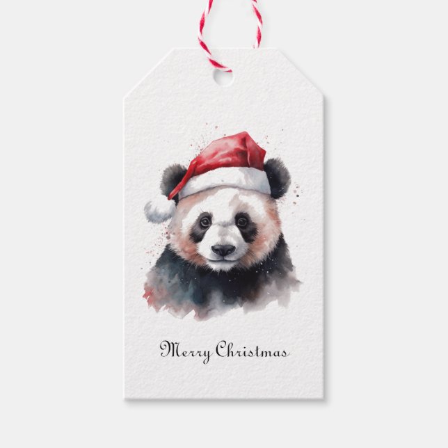 Holly Jolly Julpanda, anpassningsbar Presentetikett (Framsidan)