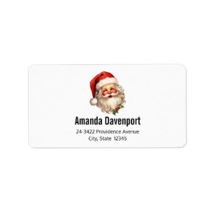 Holly Jolly Jultomten Retro jul Adress Adressetikett