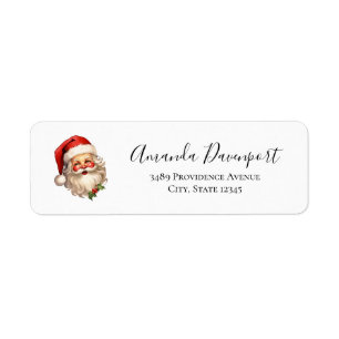 Holly Jolly Jultomten Retro jul Adress Returadress Etikett