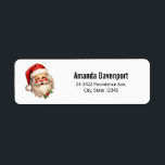 Holly Jolly Jultomten Retro jul Adress Returadress Etikett<br><div class="desc">Adressetiketter med en glatt illustration av en vintage stil Jultomten med röda rosyskon och med sin klassiska rödtomhatt och sin stora vita björn. En snårskog bidrar till den festliga helgdag i denna utformning.</div>