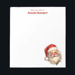 Holly Jolly Jultomten Retro jul Anteckningsblock<br><div class="desc">Ett anteckningsblock med en glatt illustration av en vintage stil Jultomten med röda rosyskon och med sin klassiska rödtomhatt och sin stora vita björn. En snårskog bidrar till den festliga helgdag i denna utformning.</div>