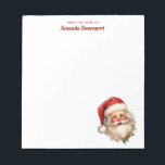 Holly Jolly Jultomten Retro jul Anteckningsblock<br><div class="desc">Ett anteckningsblock med en glatt illustration av en vintage stil Jultomten med röda rosyskon och med sin klassiska rödtomhatt och sin stora vita björn. En snårskog bidrar till den festliga helgdag i denna utformning.</div>