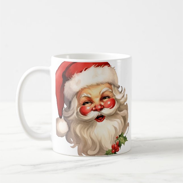 Holly Jolly Jultomten Retro jul Kaffemugg (Vänster)