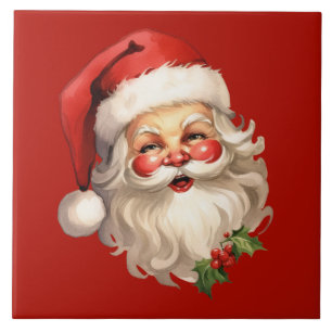 Holly Jolly Jultomten Retro jul Kakelplatta