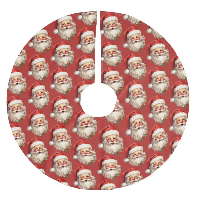 Holly Jolly Jultomten Retro jul Mönster Julgransmatta Borstad Polyester (Framsidan)