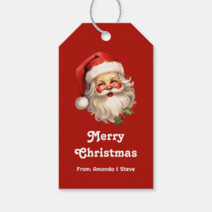 Holly Jolly Jultomten Retro jul Presentetikett