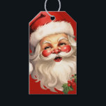 Holly Jolly Jultomten Retro jul Presentetikett<br><div class="desc">Ge märkre med en glatt illustration av en vintage stil Jultomten med röda rosyskskinn och bär hans klassiska rödtomhatt och stora vita björn. En snårskog bidrar till den festliga helgdag i denna utformning.</div>