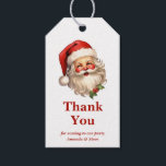 Holly Jolly Jultomten Retro jul Tack Presentetikett<br><div class="desc">Ge märkre med en glatt illustration av en vintage stil Jultomten med röda rosyskskinn och bär hans klassiska rödtomhatt och stora vita björn. En snårskog bidrar till den festliga helgdag i denna utformning.</div>