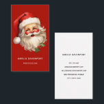 Holly Jolly Jultomten Retro jul Visitkort<br><div class="desc">Affärskort med en glatt illustration av en vintage stil Jultomten med röda rosyskon. Hans klassiska röda julhatt och hans stora vita skägg. En snårskog bidrar till den festliga helgdag i denna utformning.</div>