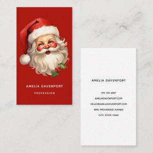Holly Jolly Jultomten Retro jul Visitkort
