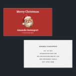 Holly Jolly Jultomten Retro Stil jul<br><div class="desc">Affärskort med en glatt illustration av en vintage stil Jultomten med röda rosyskon och med sin klassiska rödtomhatt och sin stora vita björn. En snårskog bidrar till den festliga helgdag i denna utformning.</div>