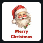 Holly Jolly Jultomten Retro Stil jul Fyrkantigt Klistermärke<br><div class="desc">Juldekaler med en glatt illustration av en vintage stil Jultomten med röda rosyskon och med sin klassiska rödtomhatt och sin stora vita björn. En snårskog bidrar till den festliga helgdag i denna utformning.</div>