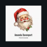 Holly Jolly Jultomten Retro Stil jul Fyrkantigt Visitkort<br><div class="desc">Affärskort med en glatt illustration av en vintage stil Jultomten med röda rosyskon och med sin klassiska rödtomhatt och sin stora vita björn. En snårskog bidrar till den festliga helgdag i denna utformning.</div>
