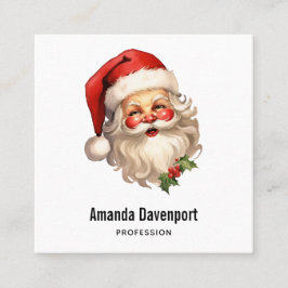 Holly Jolly Jultomten Retro Stil jul Fyrkantigt Visitkort