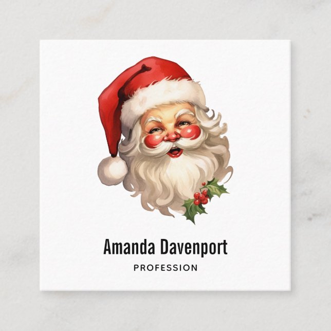 Holly Jolly Jultomten Retro Stil jul Fyrkantigt Visitkort (Framsida)