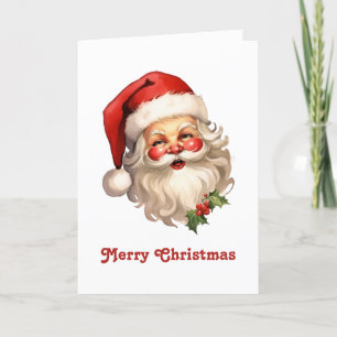 Holly Jolly Jultomten Retro Stil jul Helgkort
