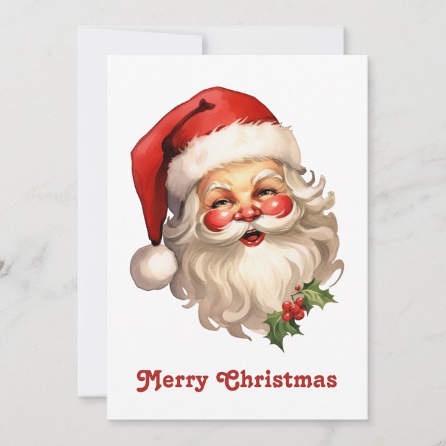 Holly Jolly Jultomten Retro Stil jul Julkort (Framsida)