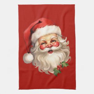 Holly Jolly Jultomten Retro Stil jul Kökshandduk