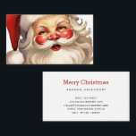 Holly Jolly Jultomten Retro Stil jul Visitkort<br><div class="desc">Affärskort med en glatt illustration av en vintage stil Jultomten med röda rosyskon och med sin klassiska rödtomhatt och sin stora vita björn. En snårskog bidrar till den festliga helgdag i denna utformning.</div>