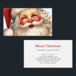 Holly Jolly Jultomten Retro Stil jul Visitkort<br><div class="desc">Affärskort med en glatt illustration av en vintage stil Jultomten med röda rosyskon och med sin klassiska rödtomhatt och sin stora vita björn. En snårskog bidrar till den festliga helgdag i denna utformning.</div>