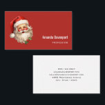 Holly Jolly Jultomten Retro Stil jul Visitkort<br><div class="desc">Affärskort med en glatt illustration av en vintage stil Jultomten med röda rosyskon och med sin klassiska rödtomhatt och sin stora vita björn. En snårskog bidrar till den festliga helgdag i denna utformning.</div>