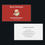 Holly Jolly Jultomten Retro Stil jul Visitkort<br><div class="desc">Affärskort med en glatt illustration av en vintage stil Jultomten med röda rosyskon och med sin klassiska rödtomhatt och sin stora vita björn. En snårskog bidrar till den festliga helgdag i denna utformning.</div>