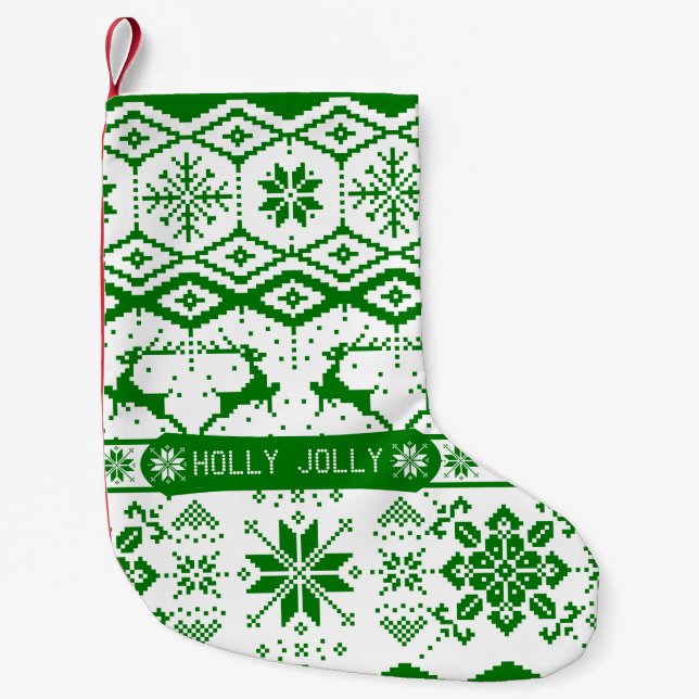 Holly Jolly Knkunnig julrener Liten Julstrumpa (Framsidan)