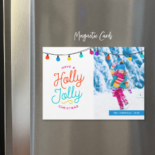 Holly Jolly   Magnetfotokort för Helgdag