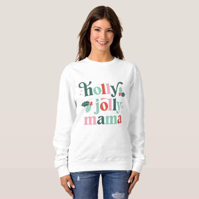 Holly Jolly Mamma Retro Helgdag Shirt T Shirt (Hel framsida)
