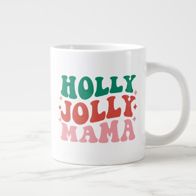 Holly Jolly Mamma - Roligt Helgdag Design Jumbo Mugg (Höger)