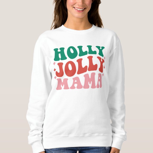 Holly Jolly Mamma - Roligt Helgdag Design T Shirt (Framsida)