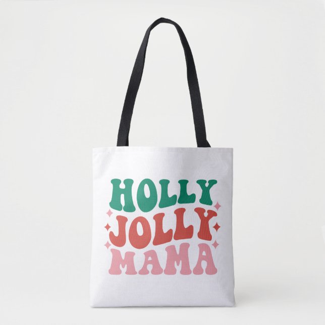 Holly Jolly Mamma - Roligt Helgdag Design Tygkasse (Framsida)