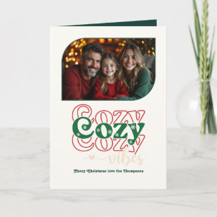 Holly Jolly Mysiga Vibes Retro-julfoto Helgkort