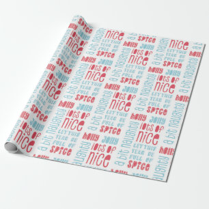 Holly Jolly Naughty Nice Upprepande Mönster Presentpapper
