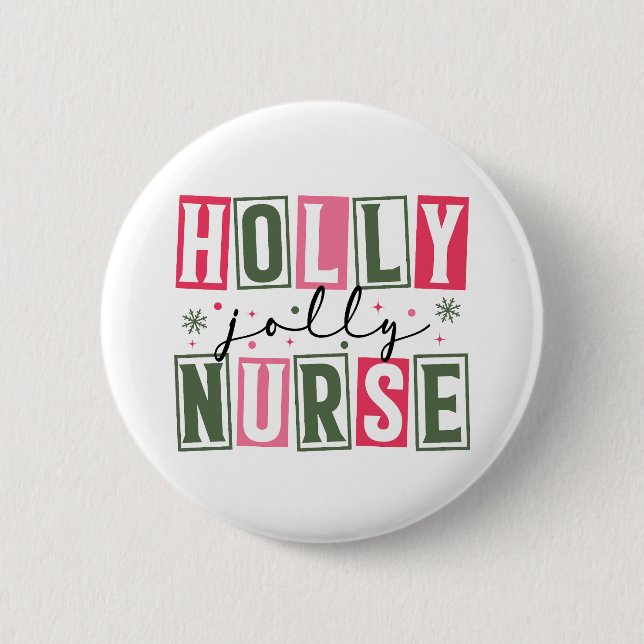 Holly Jolly Nurse Button Knapp (Framsida)