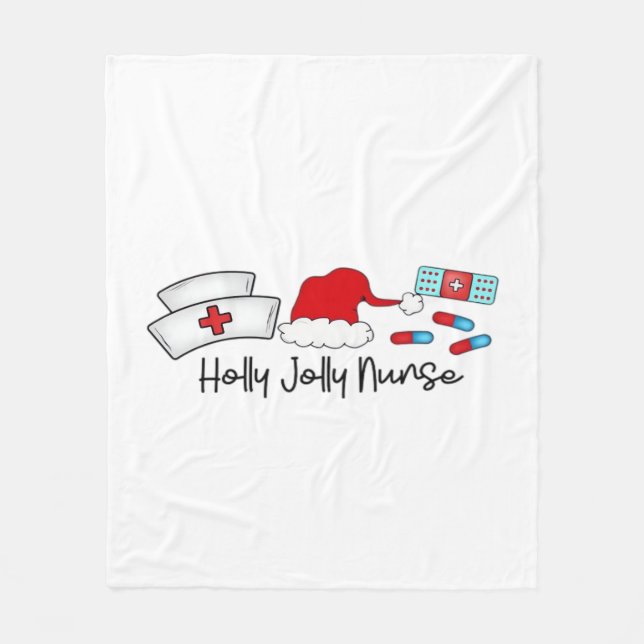 Holly Jolly Nurse, Halloween Classic T-Shirt Fleecefilt (Framsidan)