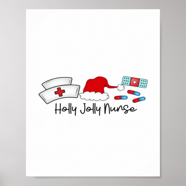 Holly Jolly Nurse, Halloween Classic T-Shirt Poster (Framsidan)