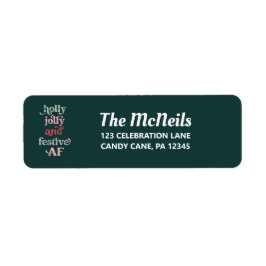 Holly Jolly och Festive AF Helgdag Address Label Returadress Etikett