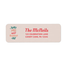 Holly Jolly och Festive AF Helgdag Address Label Returadress Etikett