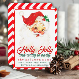 Holly Jolly och Redo till Party Anpassningsbar jul Inbjudningar