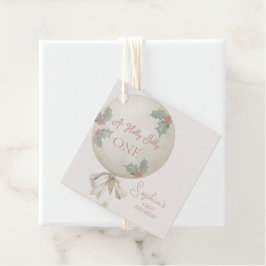 Holly Jolly ONE Christmas Vintage Balloon Birthday Gåvor Etiketter