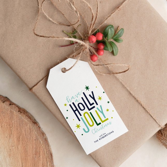 "Holly Jolly" Personlig jul Presentetikett (Skapare uppladdad)