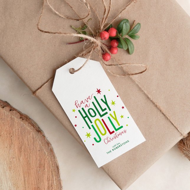"Holly Jolly" Personlig jul Presentetikett (Skapare uppladdad)