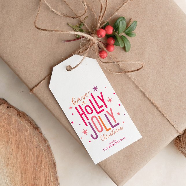 "Holly Jolly" Personlig jul Presentetikett (Skapare uppladdad)