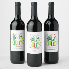 "Holly Jolly" Personlig jul Vinflaska Etikett